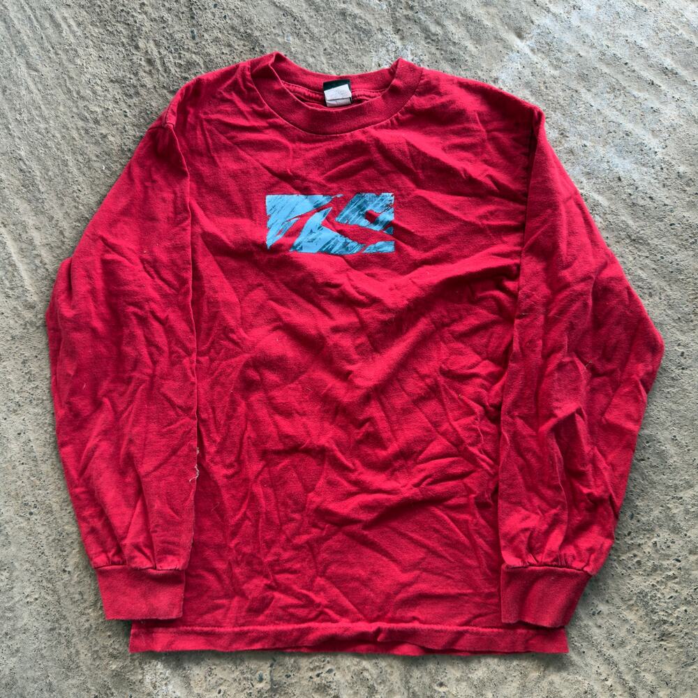 VINTAGE RUSTY LONG SLEEVE SHIRT RED Y2K 00S SKATE SURF GRUNGE MENS SMALL
